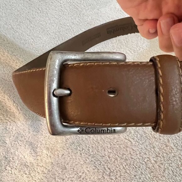Columbia Mens Brown Dress Belt 36 Leather Adjustable Buckle Casual Classic - Picture 8 of 13